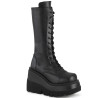Demonia SHAKER-72 Black Platform Knee High Wedge Boots