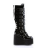 Demonia SWING-815 Black Patent Platform Knee High Boots