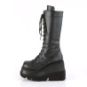 Demonia SHAKER-72 Black Platform Knee High Wedge Boots