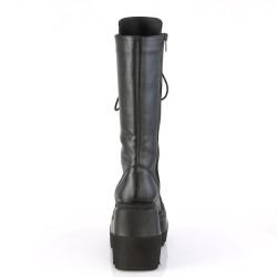 Demonia SHAKER-72 Black Platform Knee High Wedge Boots