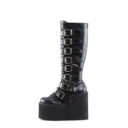Demonia SWING-815 Black Vegan Platform Knee High Boots