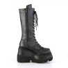 Demonia SHAKER-72 Black Platform Knee High Wedge Boots