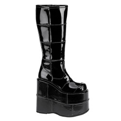 Demonia STACK-301 Black Patent Cyber Platform Men Boots