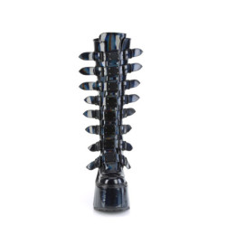 Demonia STACK-301 Black Patent Cyber Platform Men Boots
