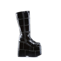 Demonia STACK-301 Black Patent Cyber Platform Men Boots