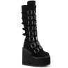 Demonia SWING-815 Black Velvet Platform Knee High Boots