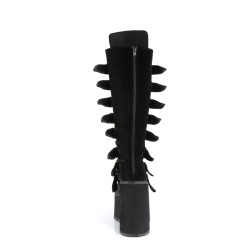 Demonia SWING-815 Black Velvet Platform Knee High Boots