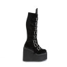 Demonia SWING-815 Black Velvet Platform Knee High Boots