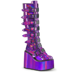 Demonia SWING-815 Purple Hologram Platform Knee Boots