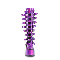 Demonia SWING-815 Purple Hologram Platform Knee Boots