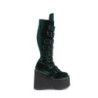 Demonia SWING-815 Emerald Velvet Platform Knee High Boots