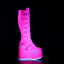 Demonia SWING-815UV Pink Glitter Platform Knee Boots