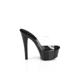 Pleaser GLEAM-601 Transparent Black Heeled Mules Women