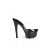 Pleaser GLEAM-601 Transparent Black Heeled Mules Women