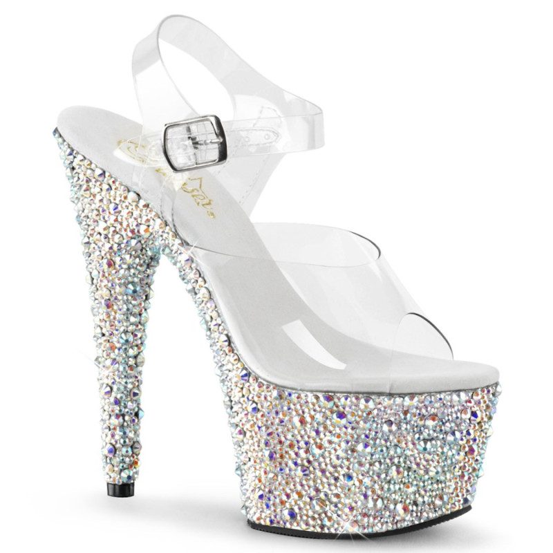 Pleaser BEJEWELED-708MS Silver Strass Platform High Heels Pleaser BEJEWELED-708MS Silver Strass Platform High Heels