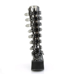 Demonia SWING-815C Smoke Vegan Platform Knee Boots