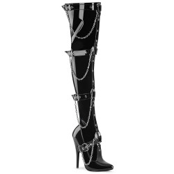 Devious DOMINA-3027 Buckle Stiletto Heeled Thigh Boots