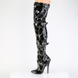Devious DOMINA-3027 Buckle Stiletto Heeled Thigh Boots