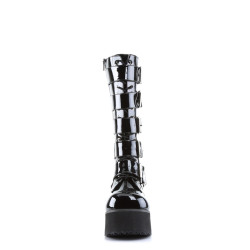 Demonia TRASHVILLE-518 Black Patent Platform Men Boots