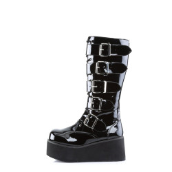 Demonia TRASHVILLE-518 Black Patent Platform Men Boots