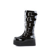 Demonia TRASHVILLE-518 Black Patent Platform Men Boots