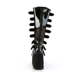 Demonia SWING-815WC Black Patent Platform Knee Boots