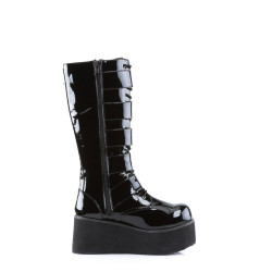 Demonia TRASHVILLE-518 Black Patent Platform Men Boots