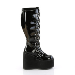 Demonia SWING-815WC Black Patent Platform Knee Boots