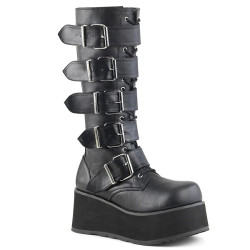 Demonia TRASHVILLE-518 Black Vegan Platform Men Boots