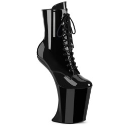 Pleaser BEWITCHED-1020 Black Patent Heeled Ankle Boots