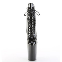Pleaser BEWITCHED-1020 Black Patent Heeled Ankle Boots