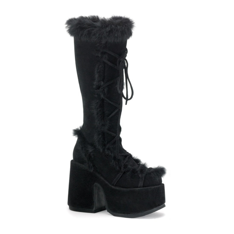 Demonia CAMEL-311 Black Vegan Chunky Knee High Boot