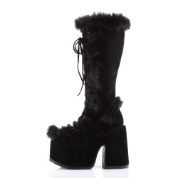 Demonia CAMEL-311 Black Vegan Chunky Knee High Boot
