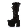 Demonia CAMEL-311 Black Vegan Chunky Knee High Boot