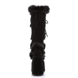 Demonia CAMEL-311 Black Vegan Chunky Knee High Boot