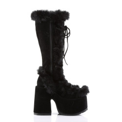 Demonia CAMEL-311 Black Vegan Chunky Knee High Boot