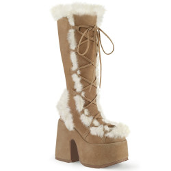 Demonia CAMEL-311 Camel Vegan Chunky Knee High Boot