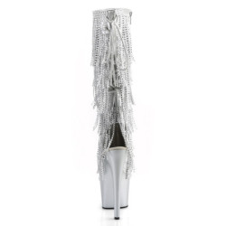 Pleaser ADORE-2024RSF Silver Platform Fringe Boots
