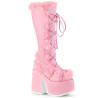 Demonia CAMEL-311 Pink Vegan Chunky Knee High Boot