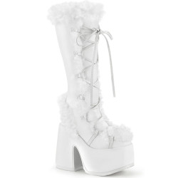 Demonia CAMEL-311 White Vegan Chunky Knee High Boot