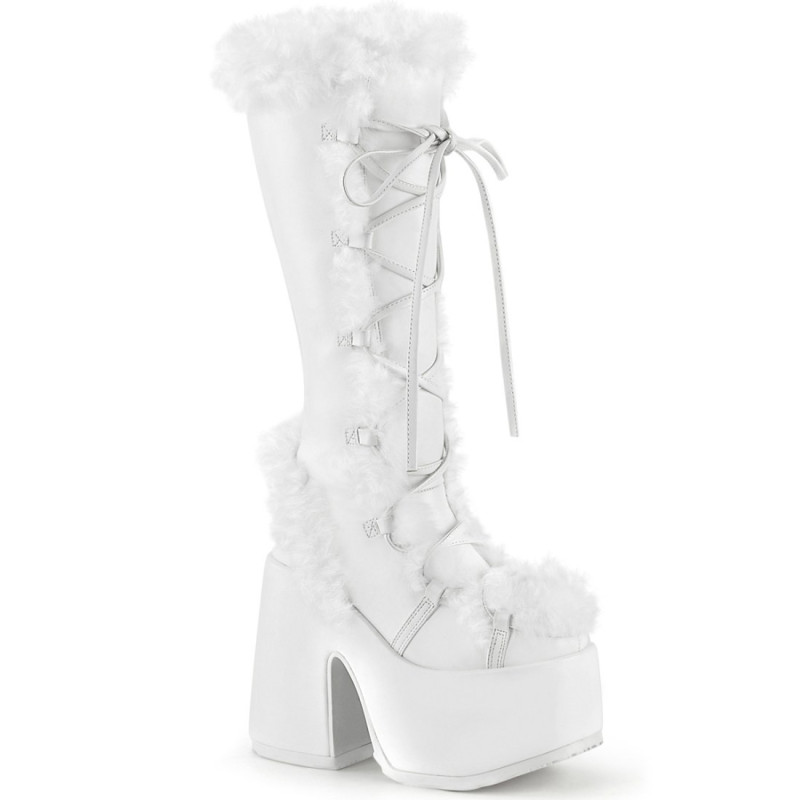 Demonia CAMEL-311 White Vegan Chunky Knee High Boot Demonia CAMEL-311 White Vegan Chunky Knee High Boot