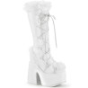 Demonia CAMEL-311 White Vegan Chunky Knee High Boot