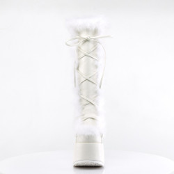 Demonia CAMEL-311 White Vegan Chunky Knee High Boot