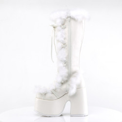 Demonia CAMEL-311 White Vegan Chunky Knee High Boot