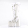 Demonia CAMEL-311 White Vegan Chunky Knee High Boot