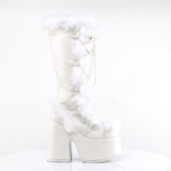 Demonia CAMEL-311 White Vegan Chunky Knee High Boot