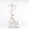 Demonia CAMEL-311 White Vegan Chunky Knee High Boot
