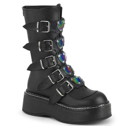 Demonia EMILY-330 Black Platform Buckle Boots Women