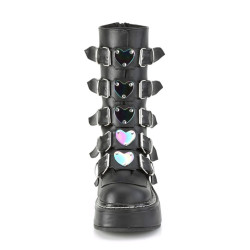 Demonia EMILY-330 Black Platform Buckle Boots Women