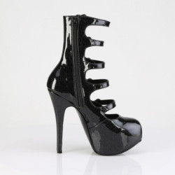 Bordello TEEZE-23 Black Glitter Patent Ankle Boots